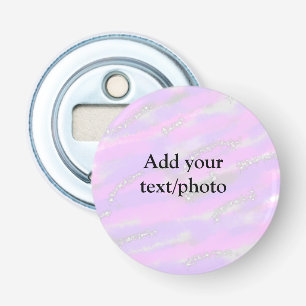 Simple pastel glitter colourful add your text phot bottle opener