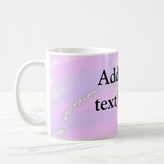Simple pastel glitter colourful add your text phot coffee mug (Left)
