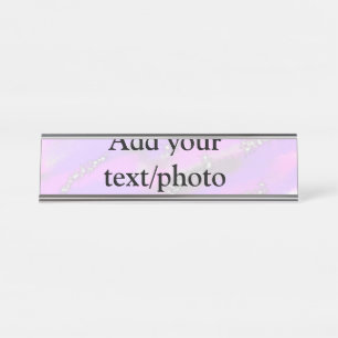 Simple pastel glitter colourful add your text phot desk name plate
