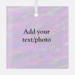 Simple pastel glitter colourful add your text phot glass tree decoration