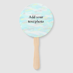 Simple pastel glitter colourful add your text phot hand fan