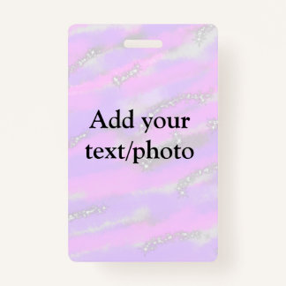 Simple pastel glitter colourful add your text phot ID badge