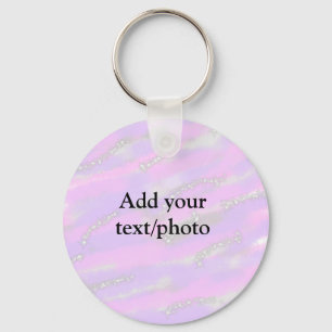 Simple pastel glitter colourful add your text phot key ring
