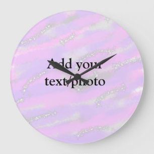 Simple pastel glitter colourful add your text phot large clock