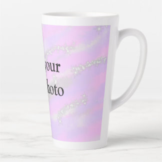 Simple pastel glitter colourful add your text phot latte mug