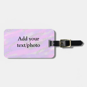 Simple pastel glitter colourful add your text phot luggage tag