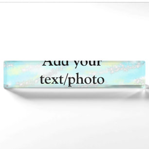 Simple pastel glitter colourful add your text phot nameplate