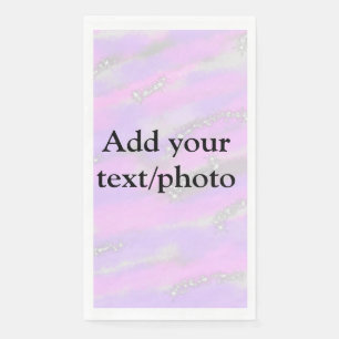 Simple pastel glitter colourful add your text phot napkin