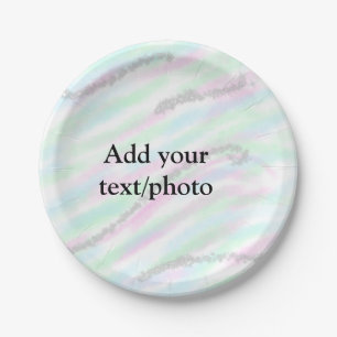 Simple pastel glitter colourful add your text phot paper plate