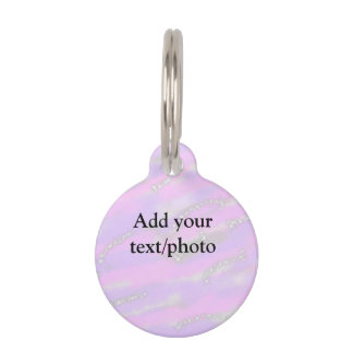 Simple pastel glitter colourful add your text phot pet tag