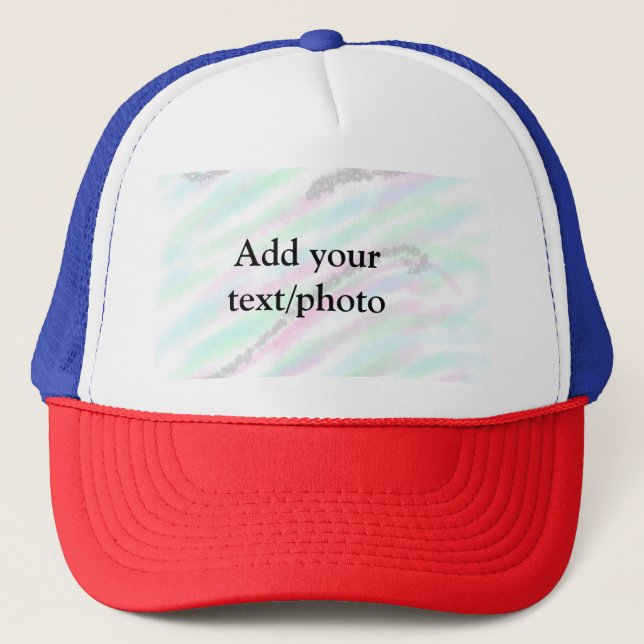 Simple pastel glitter colourful add your text phot trucker hat (Front)