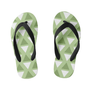 Simple pastel green geometric pattern kid's flip flops