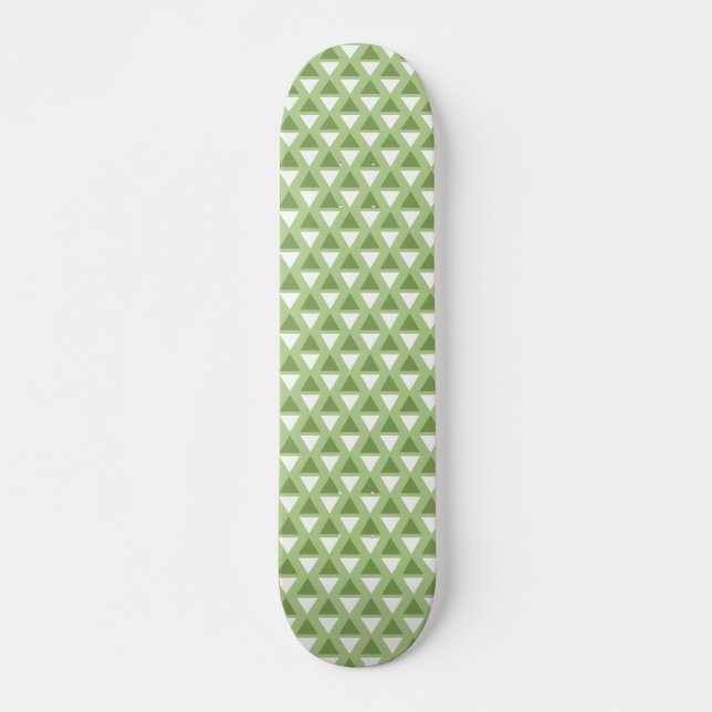 Simple pastel green geometric pattern skateboard (Front)