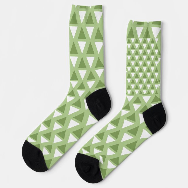 Simple pastel green geometric pattern socks (Left)