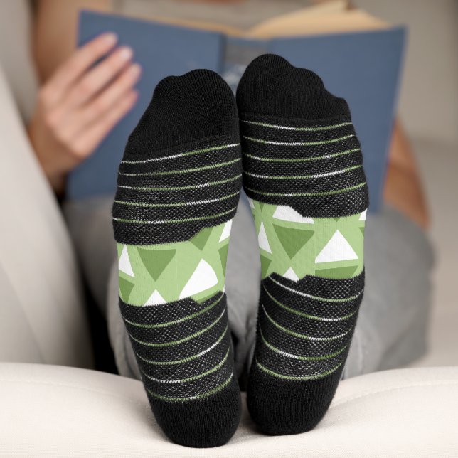 Simple pastel green geometric pattern socks (Bottom)