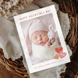 Simple Pastel Hearts Valentines Day Photo Holiday Card