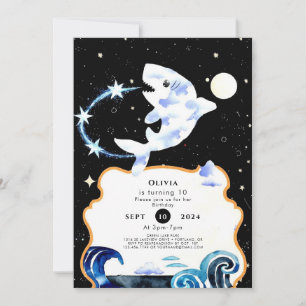 Simple Pastel Magical Shark Birthday Invitation