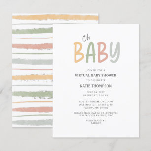 Simple Pastel Oh Baby Virtual Baby Shower Announcement Postcard