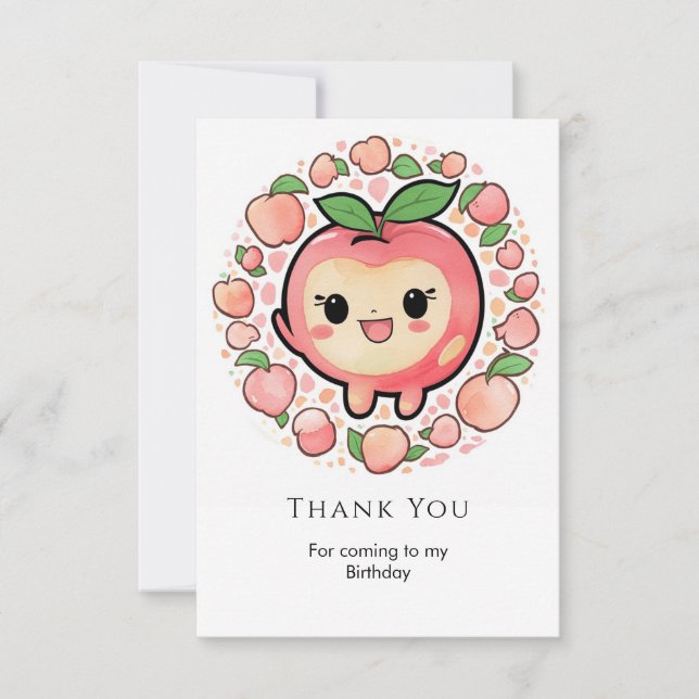 Simple Pastel Peach Birthday Thank You Card (Front)