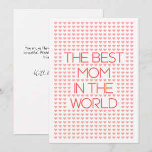 Simple Pastel Pink Hearts Typography Mother's Day Card