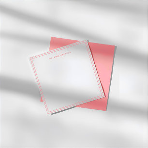 Simple Pastel Pink Minimalist Monogram Two Border Card