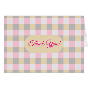 Simple Pastel Plaid Thank You Card