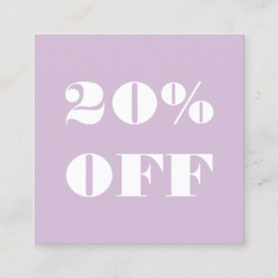 Simple pastel purple bold trendy minimalist modern discount card
