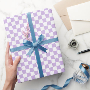 Simple Pastel Purple Lilac Checkered  Wrapping Paper