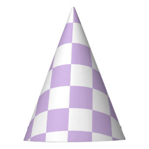 Simple Pastel Purple Lilac & White Checkered    Party Hat