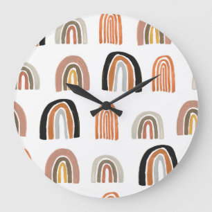 Simple Pastel Rainbow Kids Style Large Clock