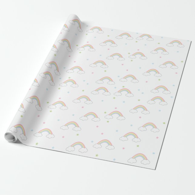 Simple Pastel Rainbow Wrapping Paper (Unrolled)