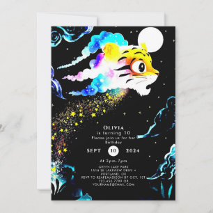 Simple Pastel Tiger Birthday Invitation