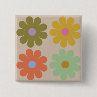 Simple Pastel Vintage Flower Pattern 15 Cm Square Badge
