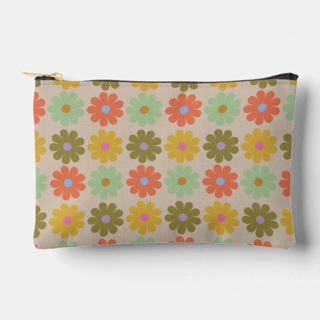 Simple Pastel Vintage Flower Pattern Accessory Pouch (Front)