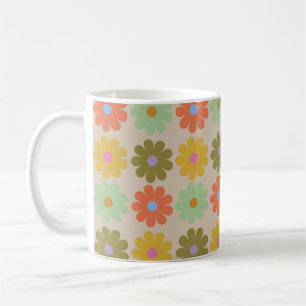 Simple Pastel Vintage Flower Pattern Coffee Mug