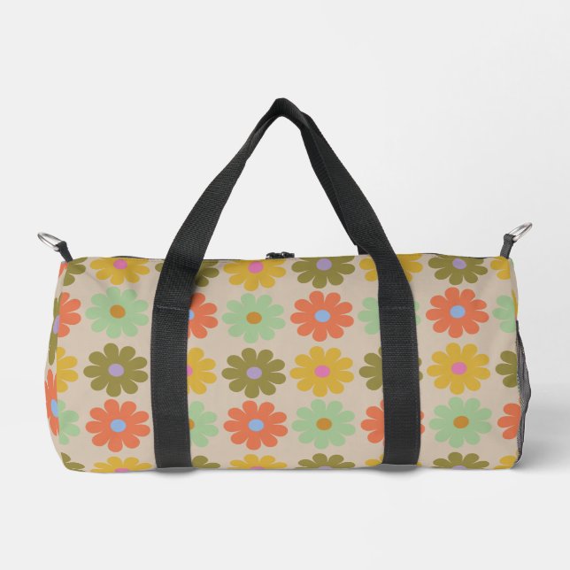 Simple Pastel Vintage Flower Pattern Duffle Bag (Front)