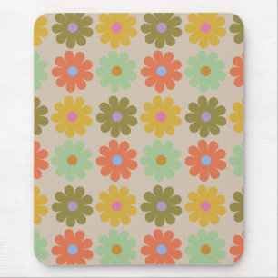 Simple Pastel Vintage Flower Pattern Mouse Mat
