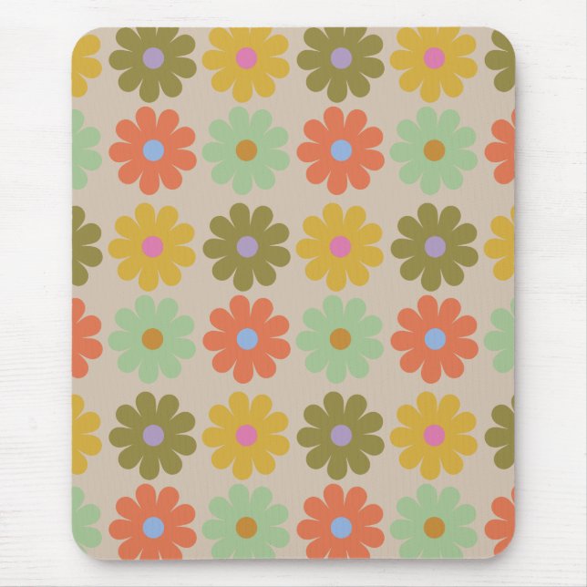 Simple Pastel Vintage Flower Pattern Mouse Mat (Front)