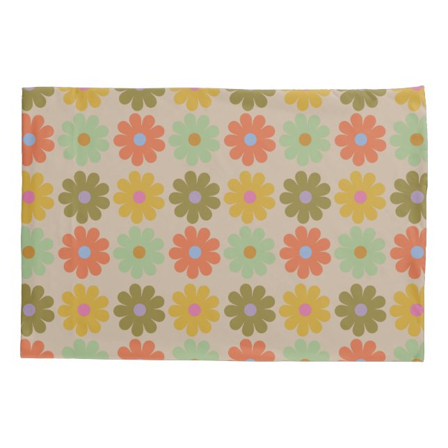 Simple Pastel Vintage Flower Pattern Pillowcase (Back)