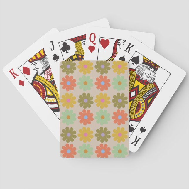 Simple Pastel Vintage Flower Pattern Playing Cards (Back)