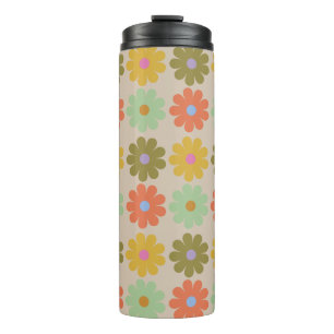 Simple Pastel Vintage Flower Pattern Thermal Tumbler