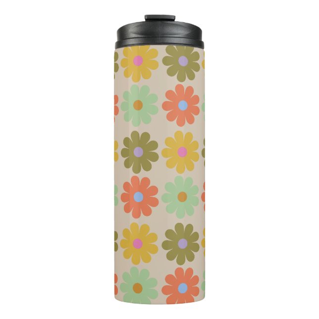 Simple Pastel Vintage Flower Pattern Thermal Tumbler (Front)