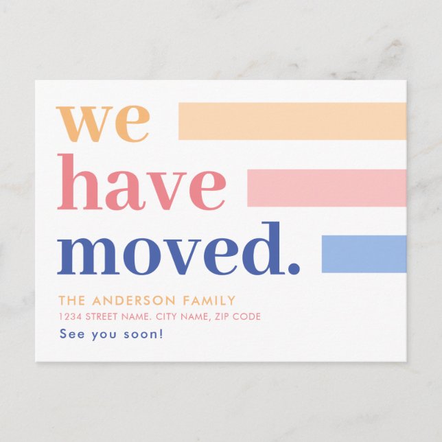 Simple Pastel We have Moved Announcement Postcard (Front)