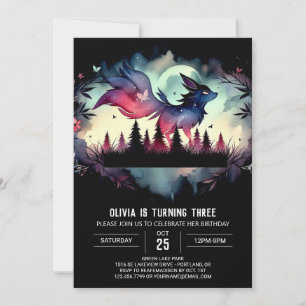 Simple Pastel Wolf Birthday Invitation