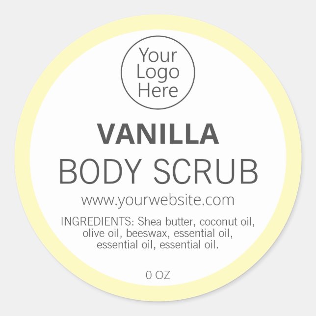 Simple Pastel Yellow Border Vanilla Logo Labels (Front)