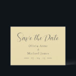 Simple Pastel Yellow & White Script Wedding  Save The Date<br><div class="desc">Simple and modern black on pastel yellow background wedding “Save the Date”.  Perfect for any season wedding.</div>