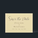 Simple Pastel Yellow & White Script Wedding  Save The Date<br><div class="desc">Simple and modern black on pastel yellow background wedding “Save the Date”.  Perfect for any season wedding.</div>