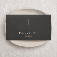 Simple  Pastor Priest Crucifix Black