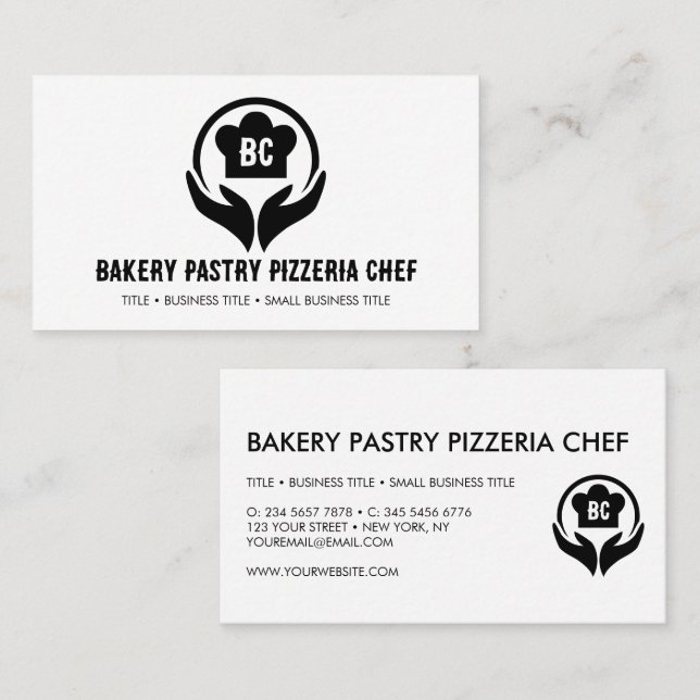 Simple Pastry Chef Bakery Pizzeria Cook Business Card (Front/Back)