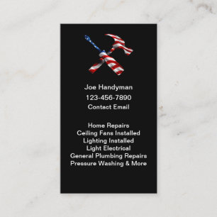 Simple Patriotic American Handyman Business Cards